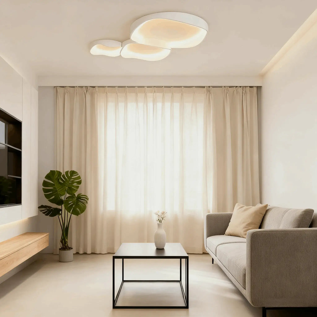 Modern White LED Flush Mount Ceiling Light – Metal /Acrylic for Living Room - Flindria