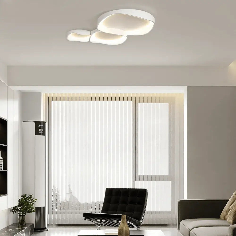 Modern White LED Flush Mount Ceiling Light – Metal /Acrylic for Living Room - Flindria