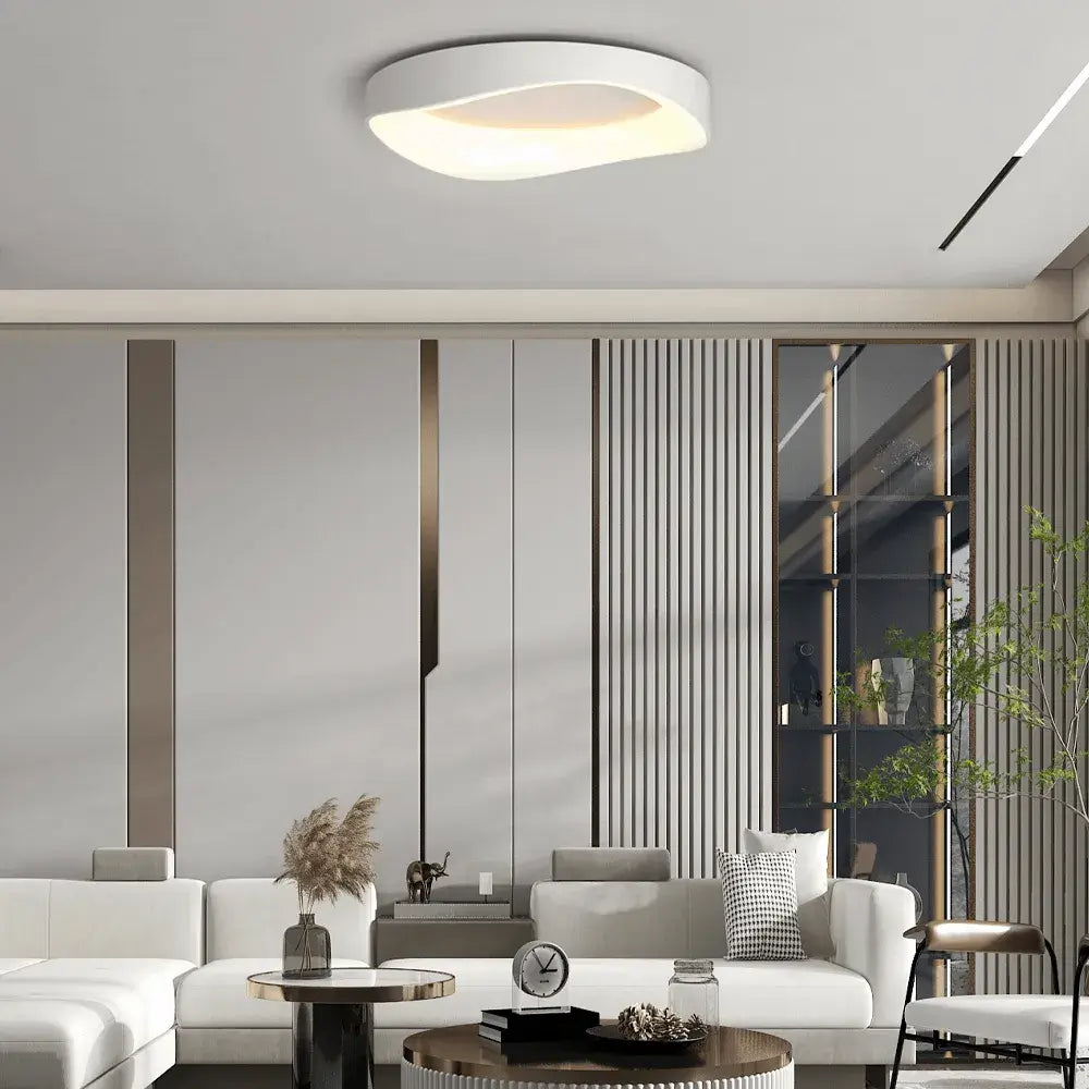 Modern White LED Flush Mount Ceiling Light – Metal /Acrylic for Living Room - Flindria