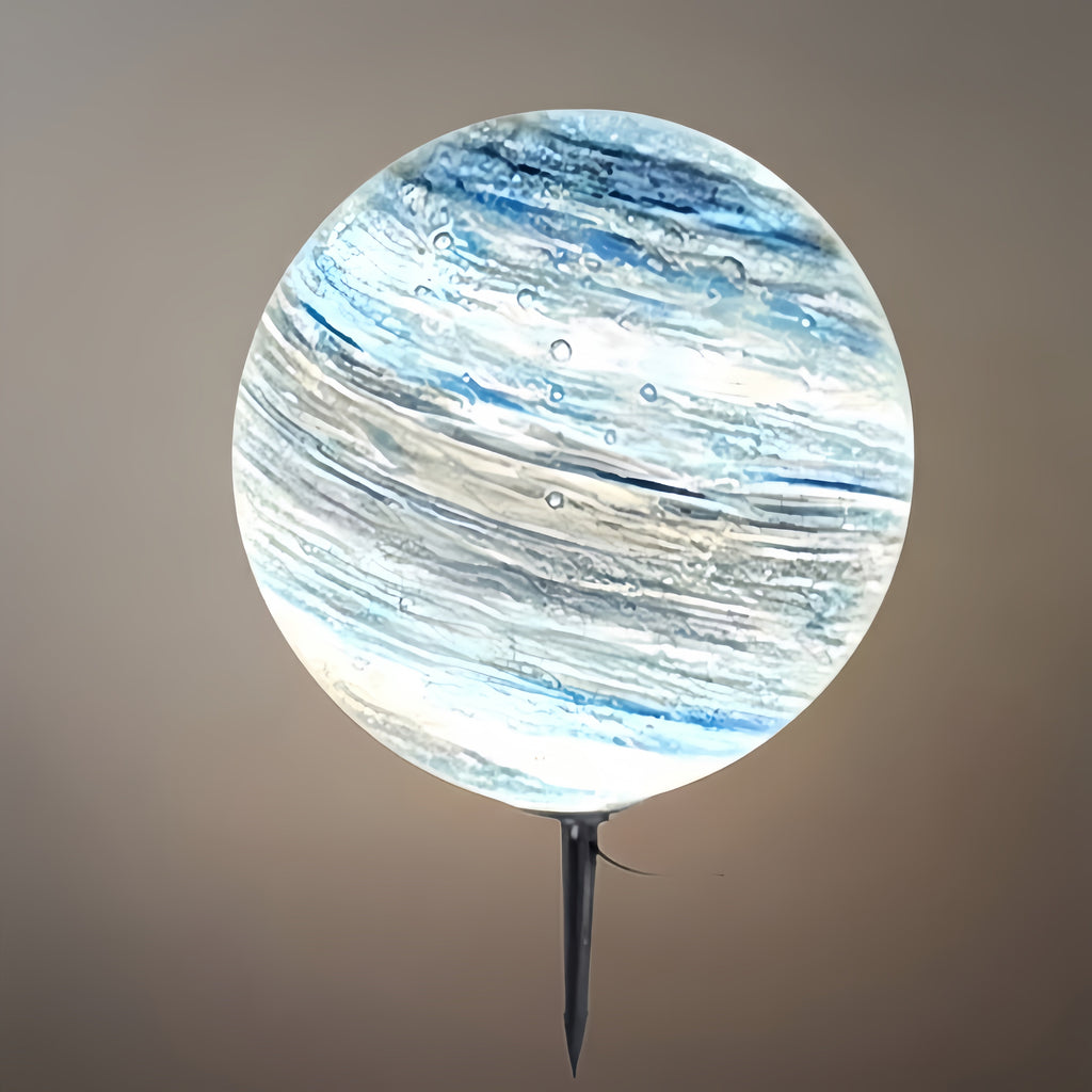 Lámpara Solar de Suelo Nórdica Planeta - Metal Azul y Amarillo para Jardín - Flindria