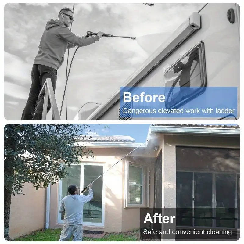 4000 PSI Telescoping High Pressure Power Washer Extension Wands For Gutter & Roof Drainage & Walls Cleaning | Filindra