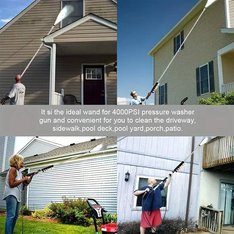 4000 PSI Telescoping High Pressure Power Washer Extension Wands For Gutter & Roof Drainage & Walls Cleaning | Filindra
