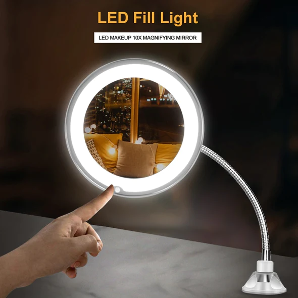10X Magnifying LED Lighted Flexible Mirror | Filindra