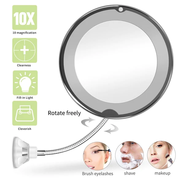 10X Magnifying LED Lighted Flexible Mirror | Filindra