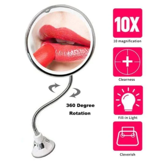 10X Magnifying LED Lighted Flexible Mirror | Filindra