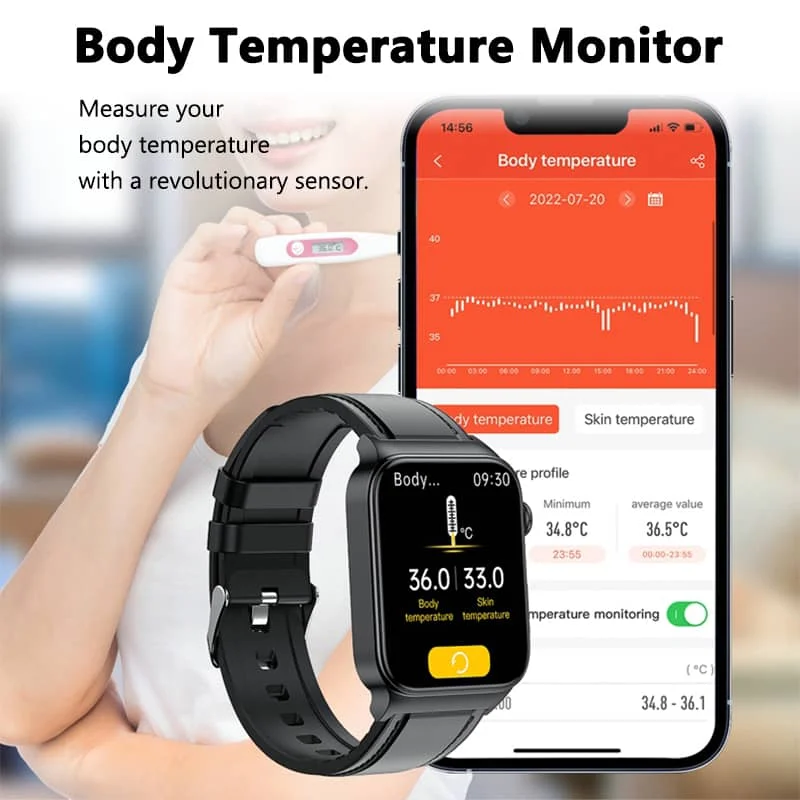 Intelligente Gesundheitsüberwachungsuhr — EKG- und Blutzuckermessung