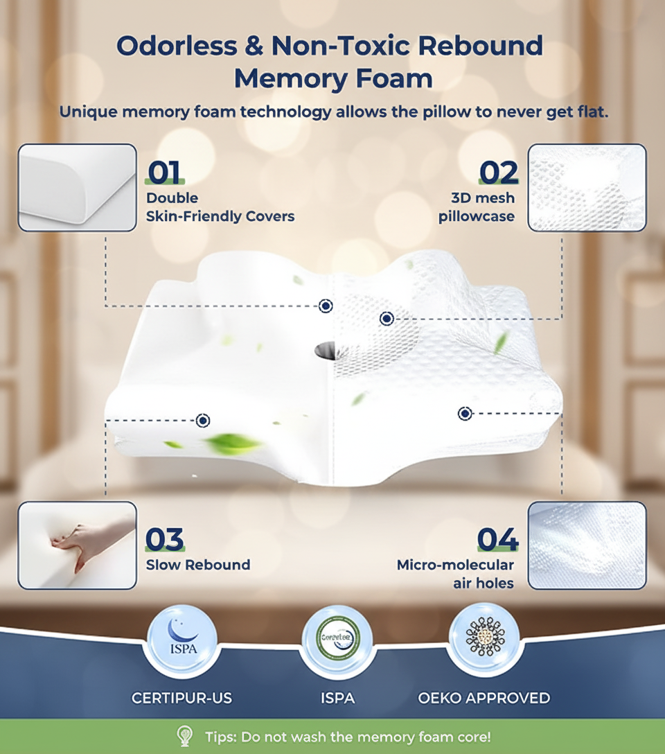 OrthoCloud Memory-Foam-Kernkissen mit ergonomischem Design