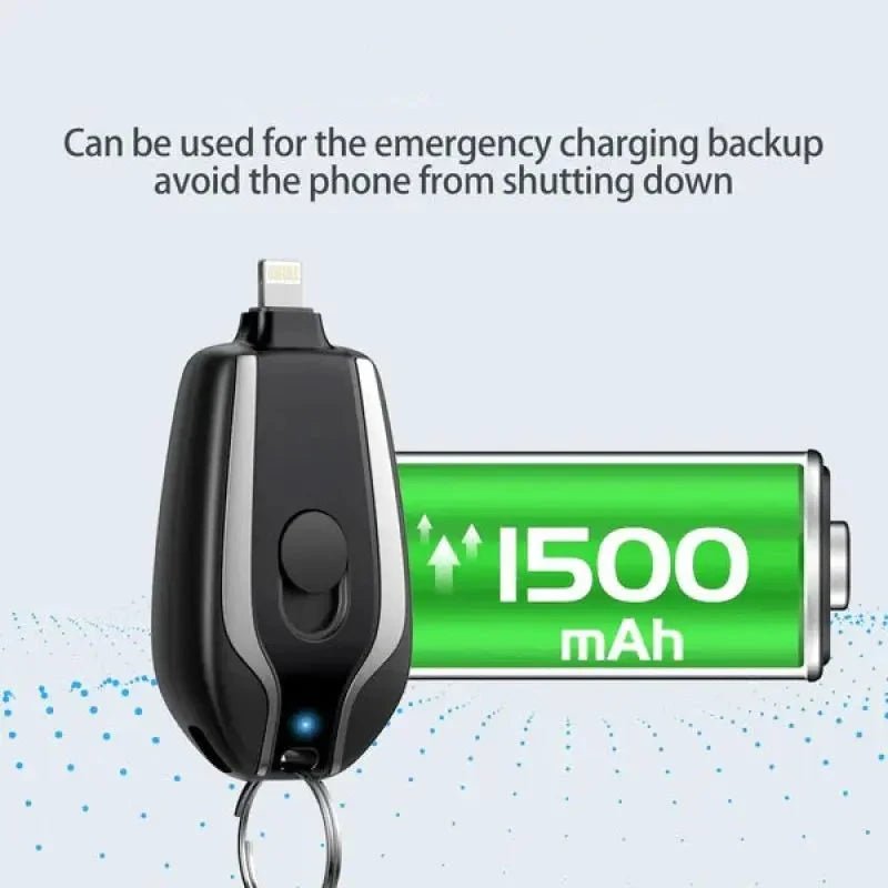 Încărcător mini pentru telefon KeyCharge — baterie de rezervă compactă, cu breloc