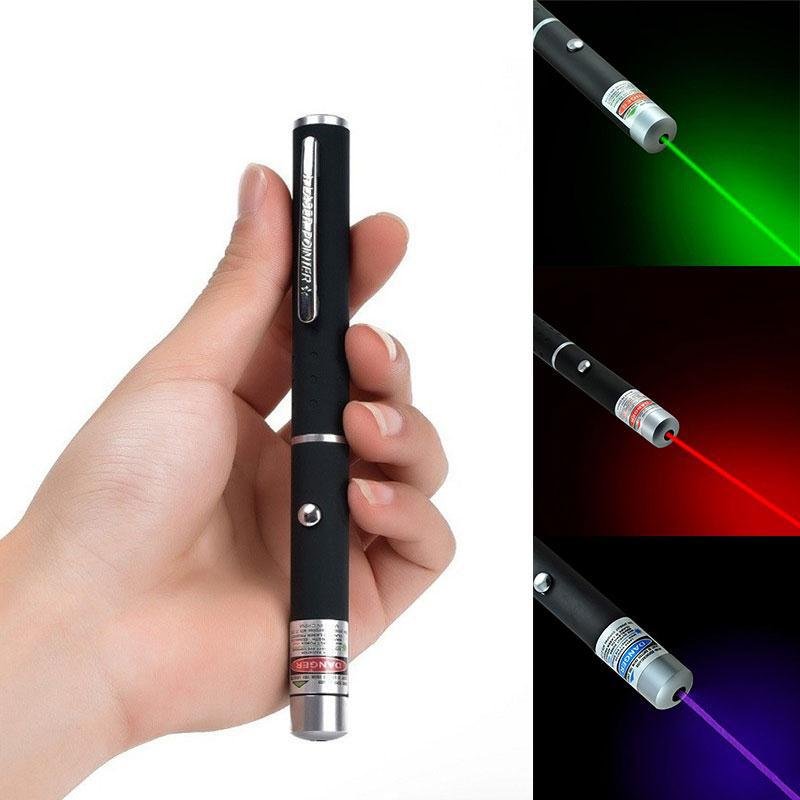 Profesionální laserové ukazovátko Laservisier 5MW — přepínatelné režimy červené, zelené a modré barvy