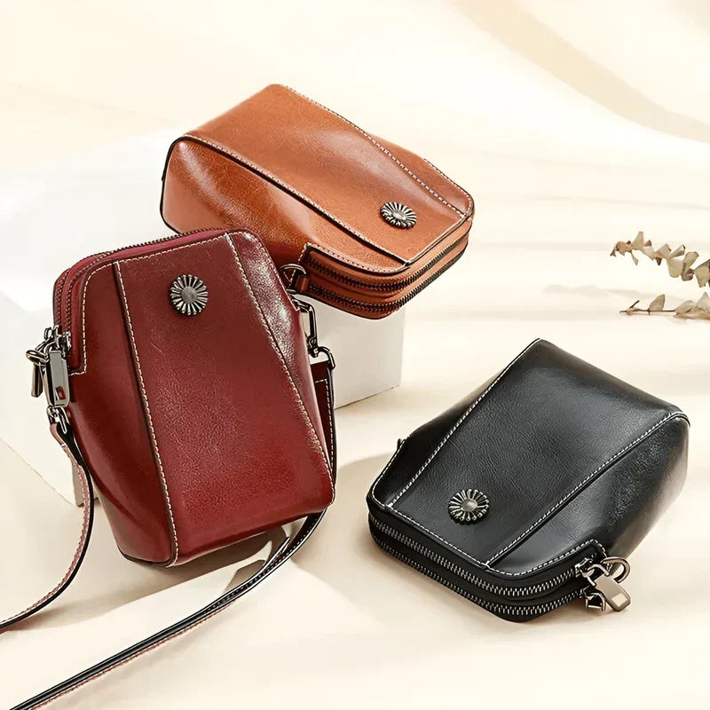 Retro-Umhängetasche aus Leder — stilvolle Schultertasche, 14x6x18cm