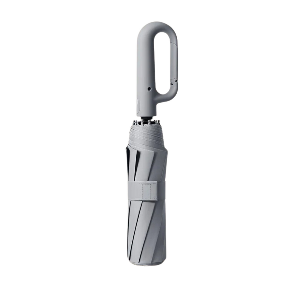 Ombrello pieghevole automatico antivento AerisGuard — manico con chiusura sicura, apertura rapida