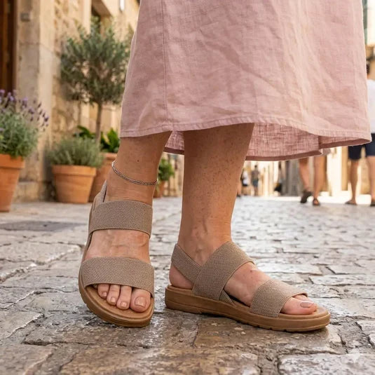 Lightweight Slip-On Stretch Elastic Sandals — Flexible Fit, Cushioned Footbed