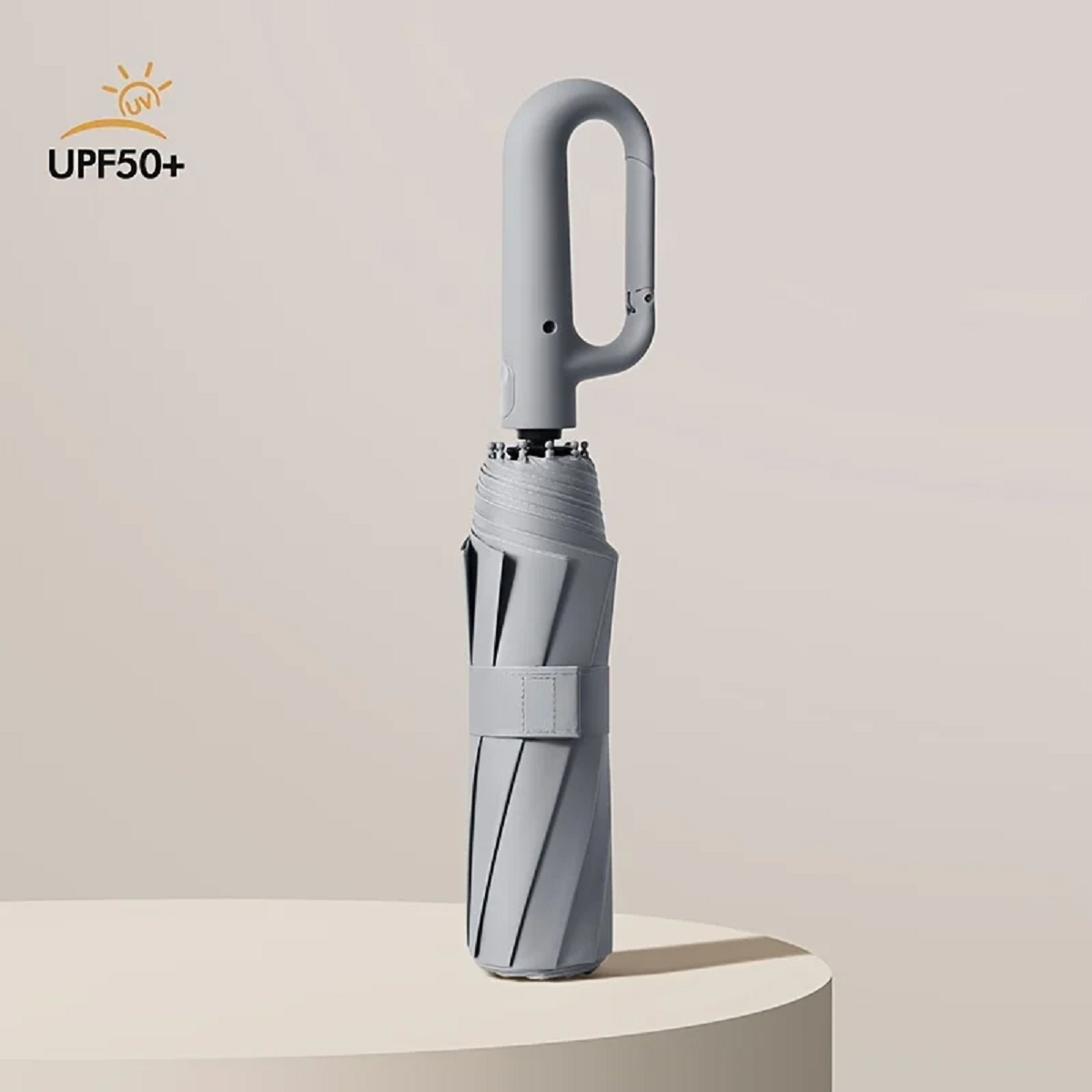 Ombrello pieghevole automatico antivento AerisGuard — manico con chiusura sicura, apertura rapida