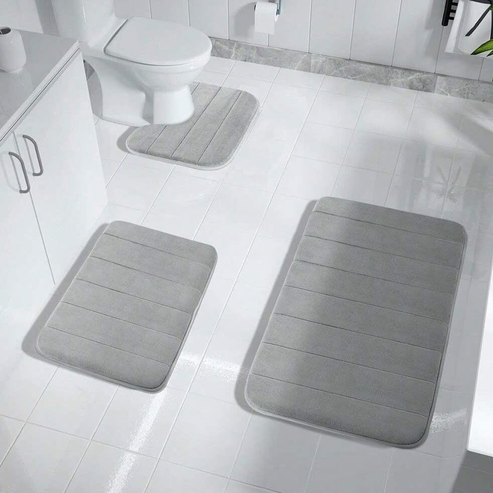 3-Piece Memory Foam Bath Mat Set — Non-Slip, Plush Comfort