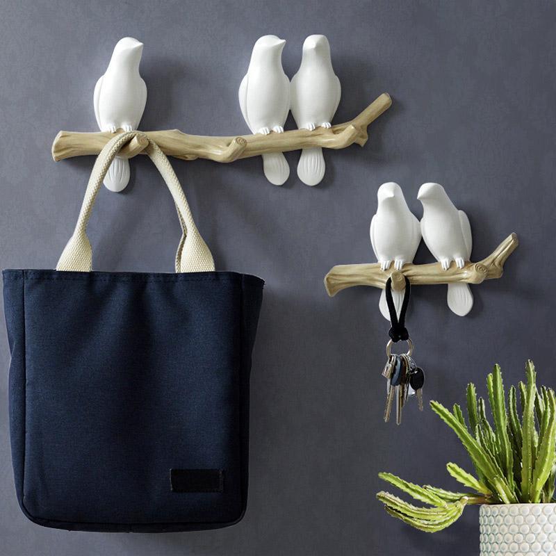 Wandgarderobenhaken mit niedlichen Vögeln — verspielte Wohnaccessoires