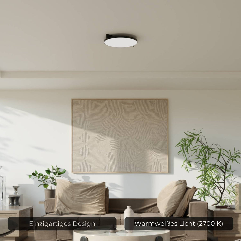 2700K Warm Ceiling Light — Flush-Mount, Soft Amber Tone, Broad Diffused Coverage
