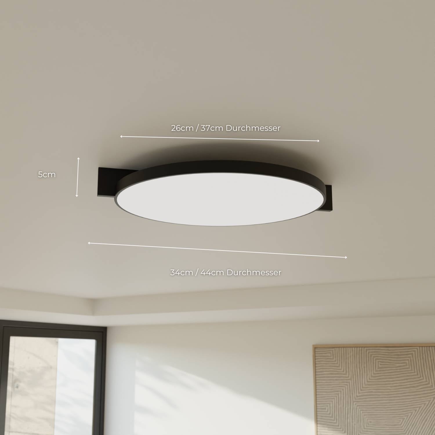 2700K Warm Ceiling Light — Flush-Mount, Soft Amber Tone, Broad Diffused Coverage