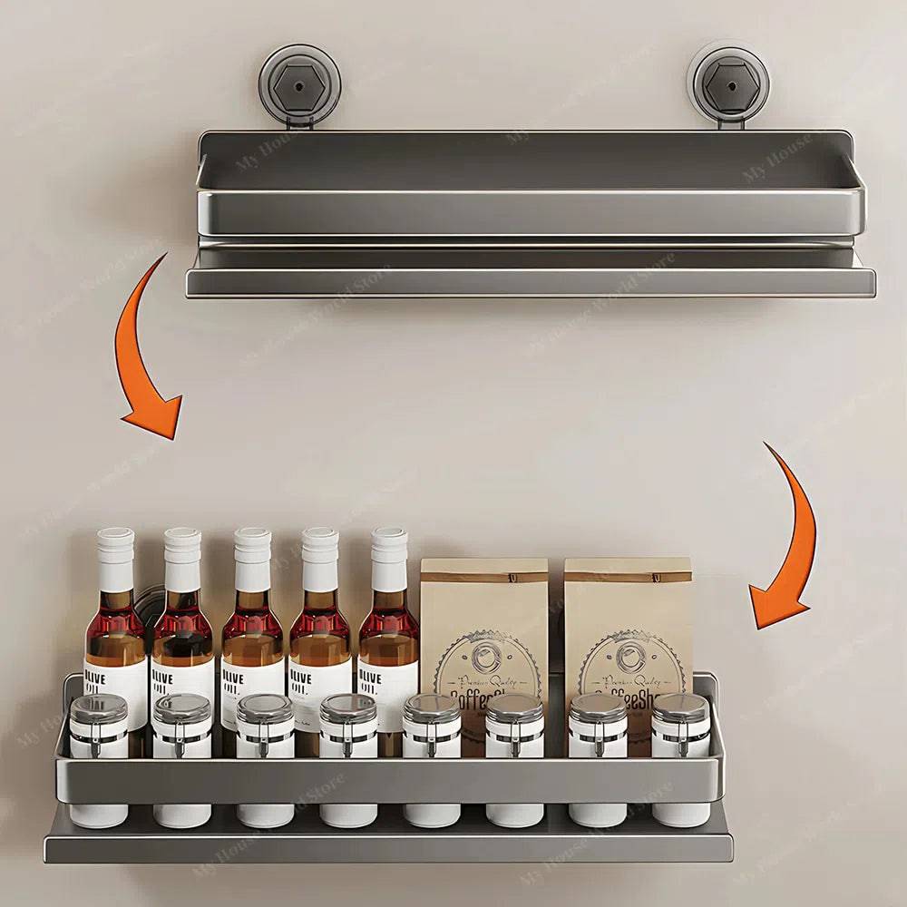 Vera Wall Mounted Spice Rack — Suction Cup Mount, Space Saving Holder