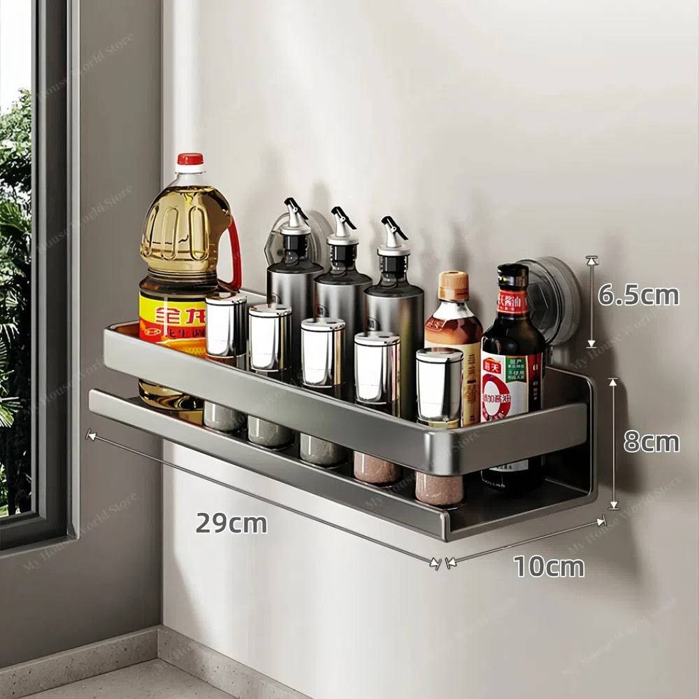 Vera Wall Mounted Spice Rack — Suction Cup Mount, Space Saving Holder