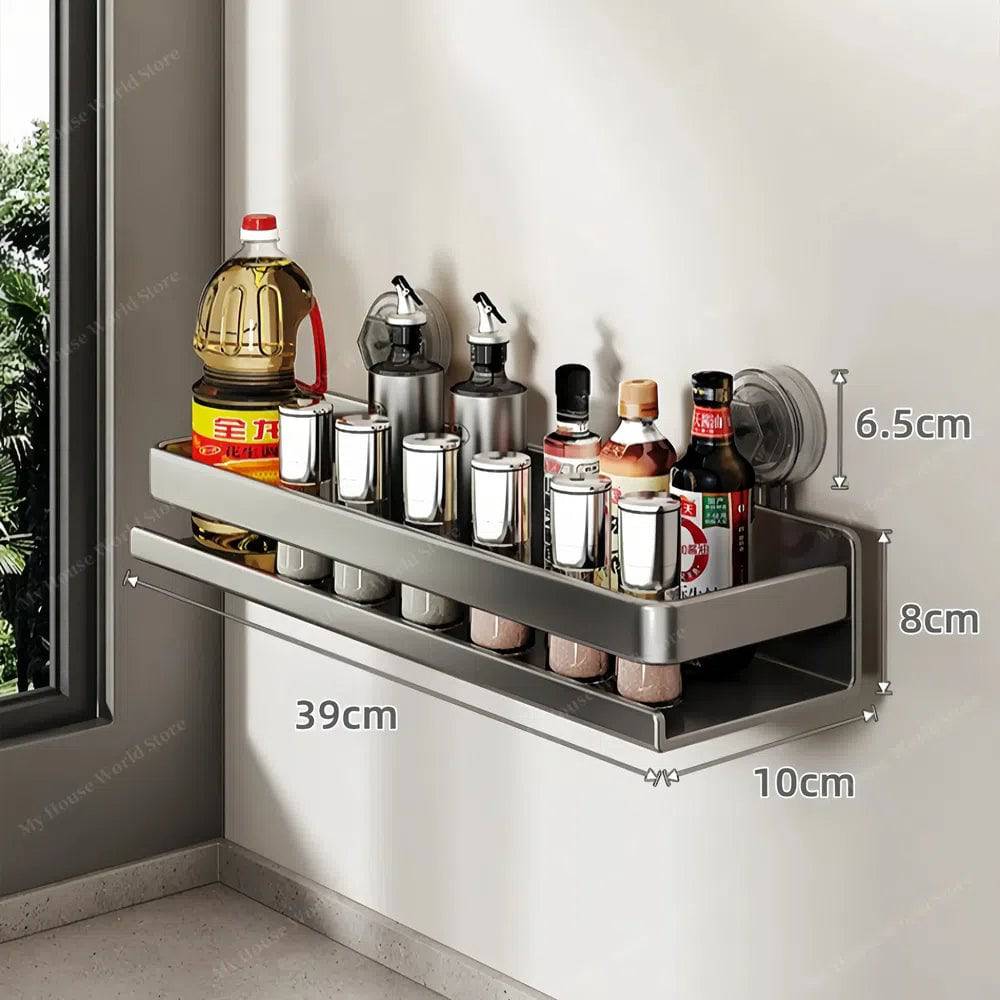 Vera Wall Mounted Spice Rack — Suction Cup Mount, Space Saving Holder