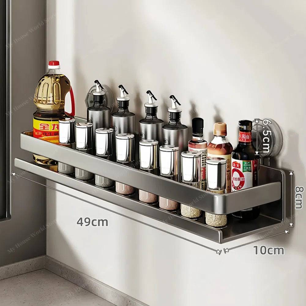 Vera Wall Mounted Spice Rack — Suction Cup Mount, Space Saving Holder