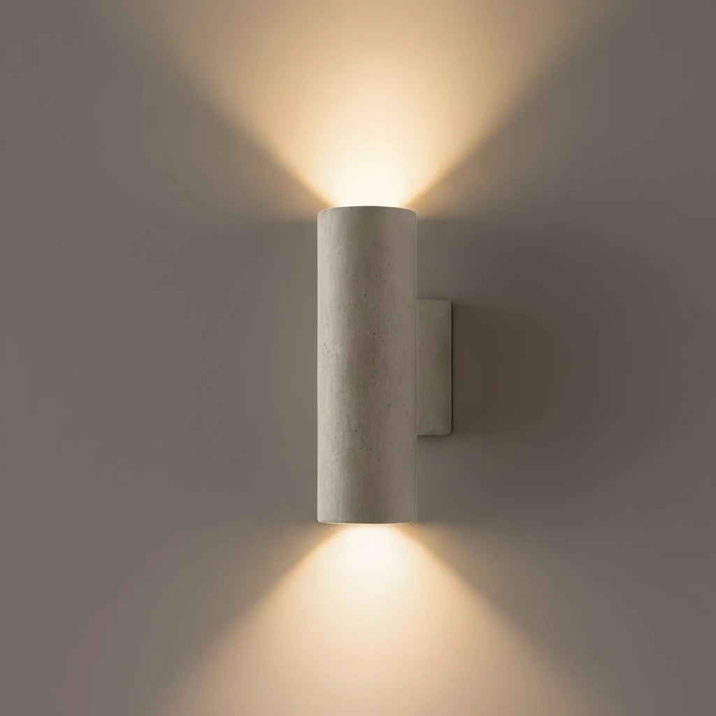Modern Outdoor Wall Sconce- Black/White Cement Cylindrical Light for Courtyard - Flindria