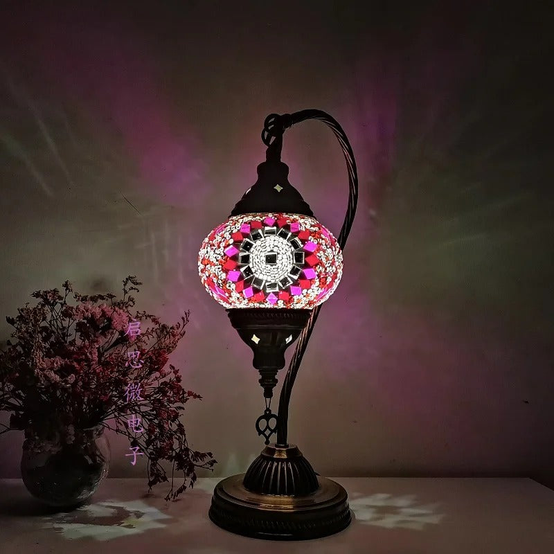 Turkish Mosaic Table Lamp — Handcrafted Vintage Art Deco Light