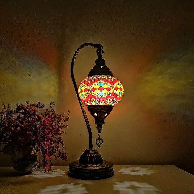 Turkish Mosaic Table Lamp — Handcrafted Vintage Art Deco Light