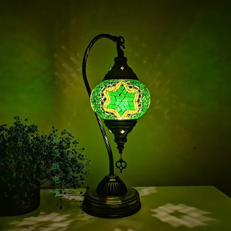 Turkish Mosaic Table Lamp — Handcrafted Vintage Art Deco Light