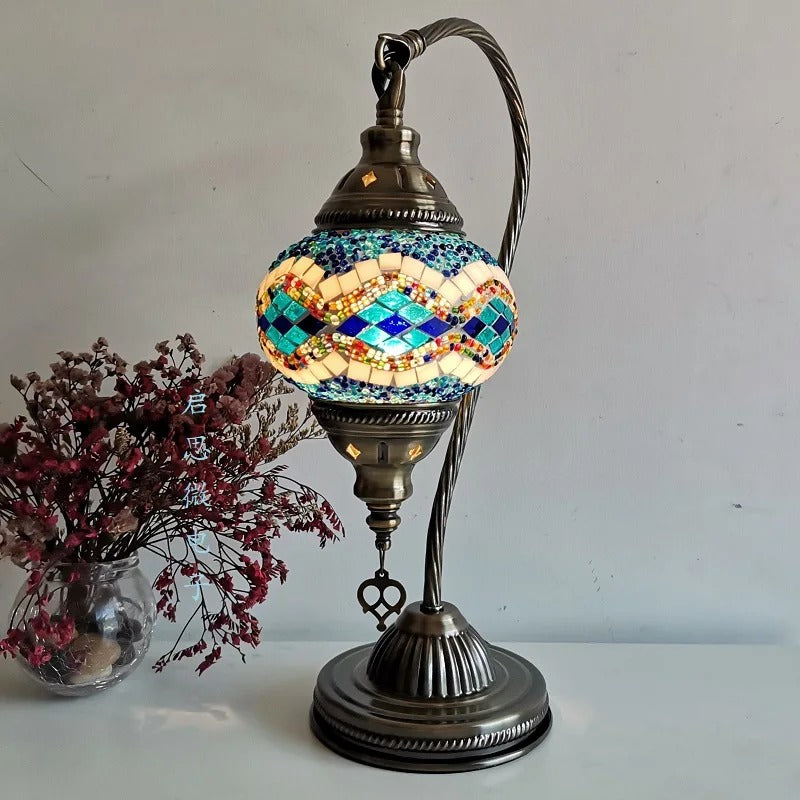 Turkish Mosaic Table Lamp — Handcrafted Vintage Art Deco Light