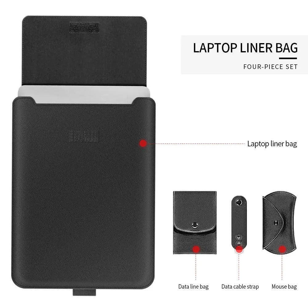 Kirev 4-i-1-fodral för bärbar dator — smalt ställfodral med ergonomisk minimalistisk design