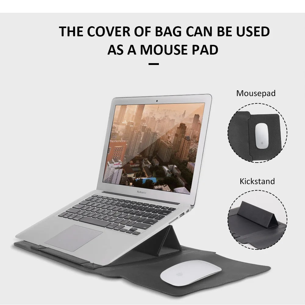 Kirev 4-i-1-fodral för bärbar dator — smalt ställfodral med ergonomisk minimalistisk design