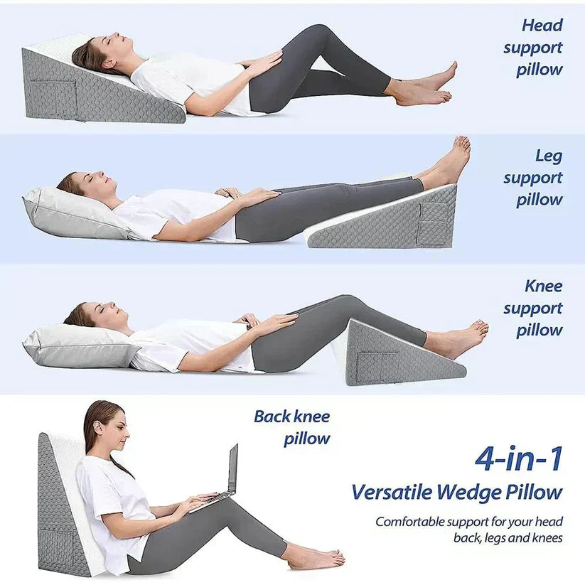 Pernă ergonomică tip pană AeroRise — suport pentru gât și coloană vertebrală