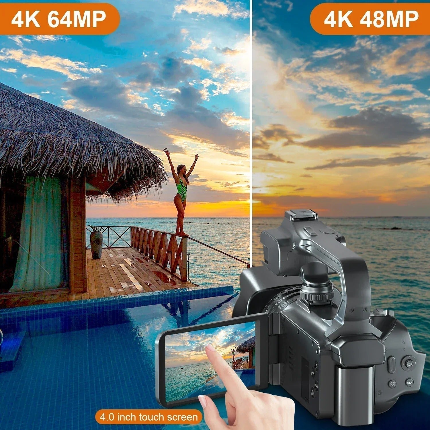 Videocamera per vlog NexaCam — Zoom 18x, schermo rotante, ingresso per microfono