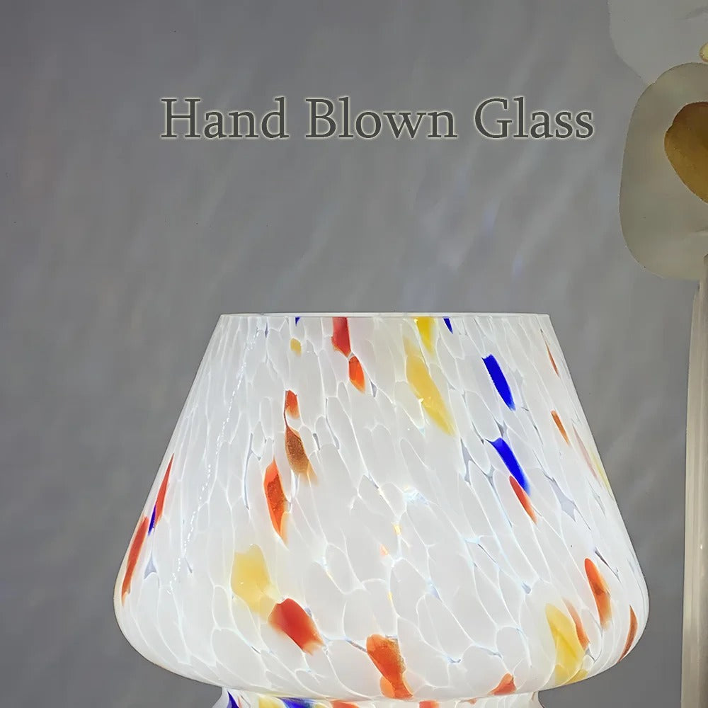 Vintage Glass Mushroom Lamp — LED Bedside Accent Light