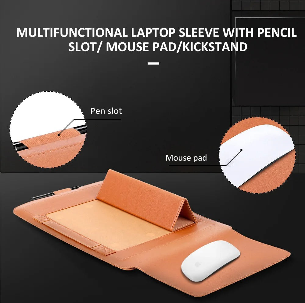 Kirev 4-i-1-fodral för bärbar dator — smalt ställfodral med ergonomisk minimalistisk design
