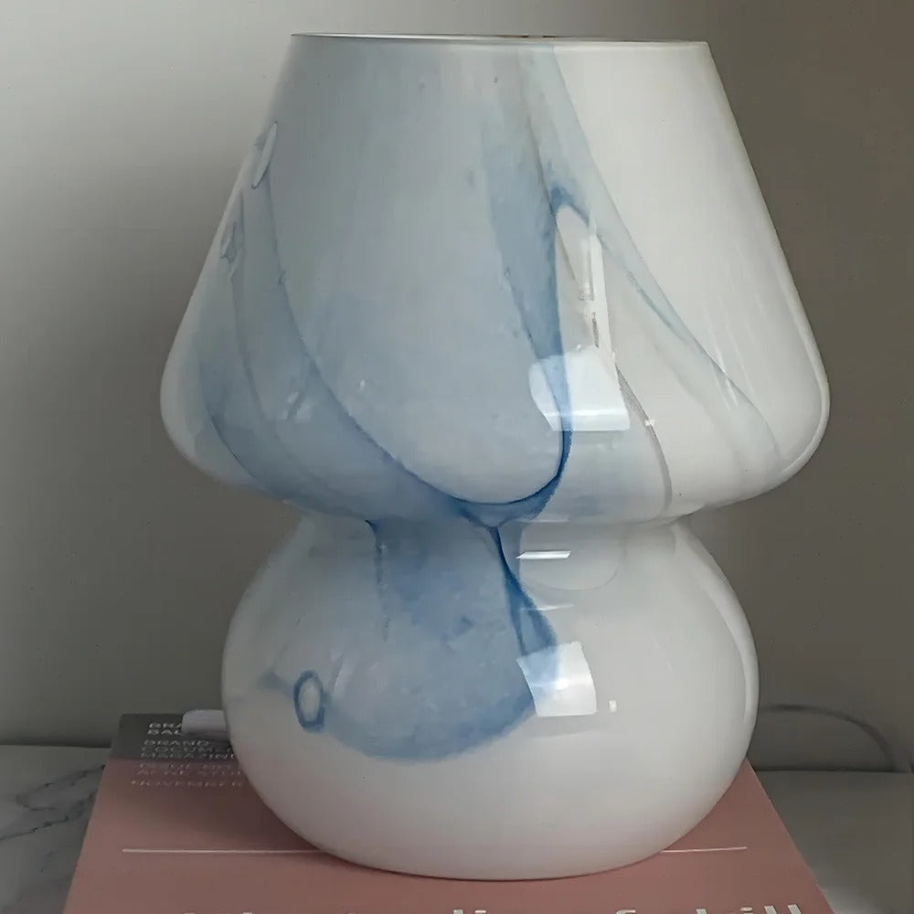 Vintage Glass Mushroom Lamp — LED Bedside Accent Light