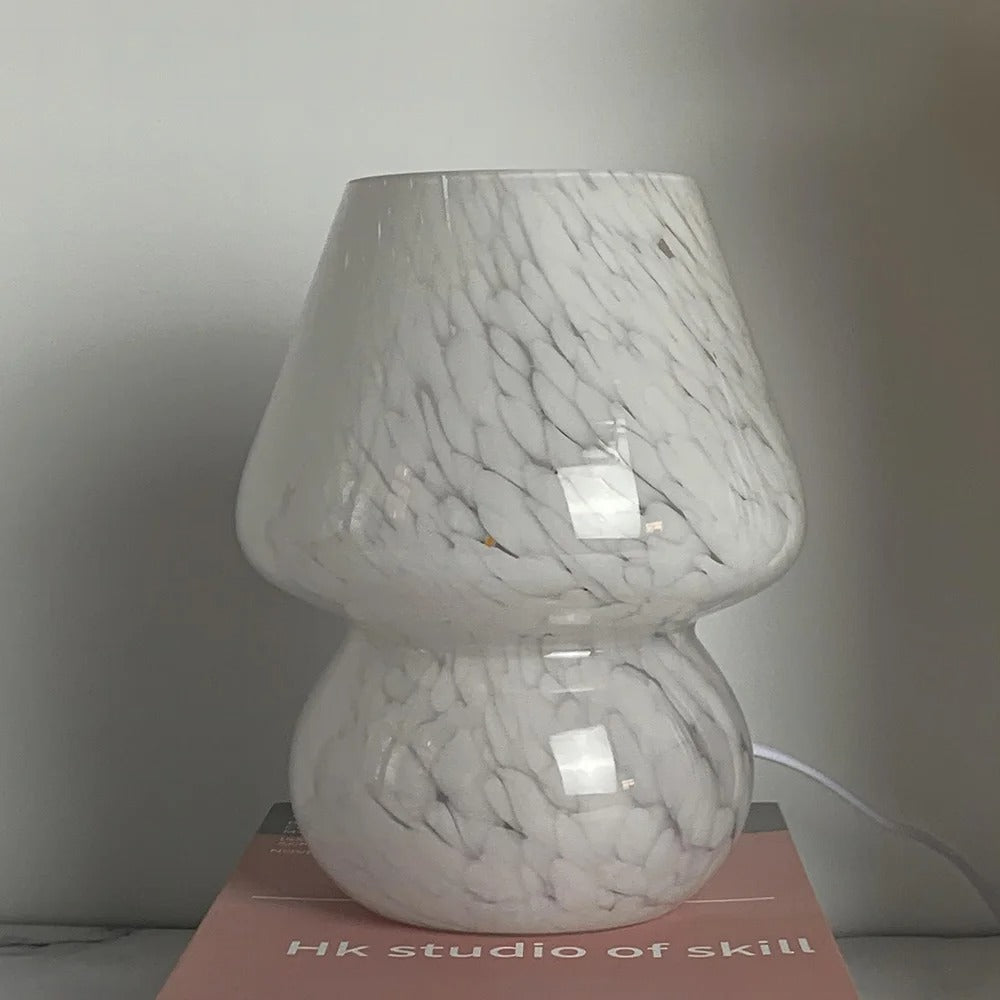Vintage Glass Mushroom Lamp — LED Bedside Accent Light