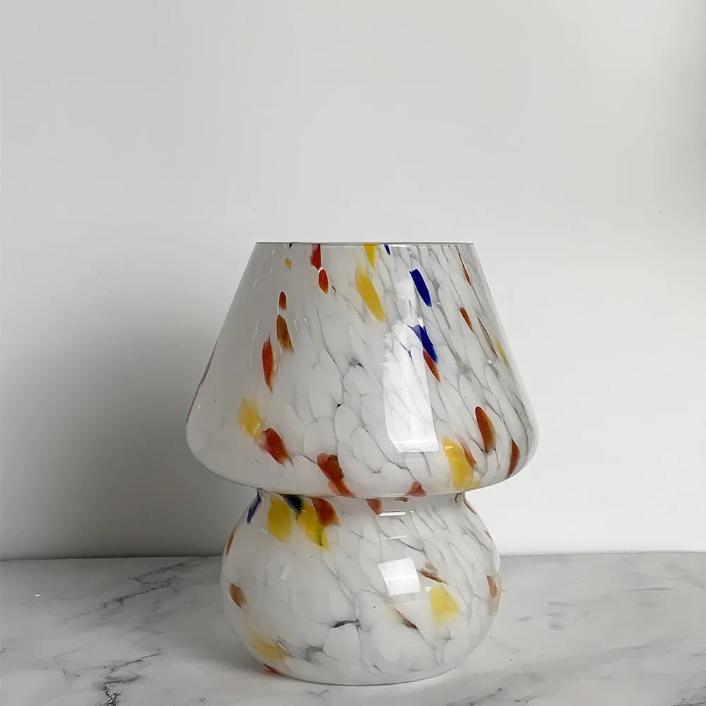 Vintage Glass Mushroom Lamp — LED Bedside Accent Light