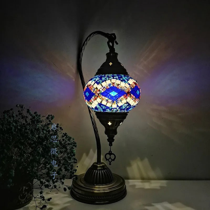 Turkish Mosaic Table Lamp — Handcrafted Vintage Art Deco Light