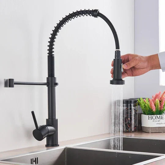 Aquaspin Küchenarmatur in mattem Schwarz - 360-Grad-Drehung