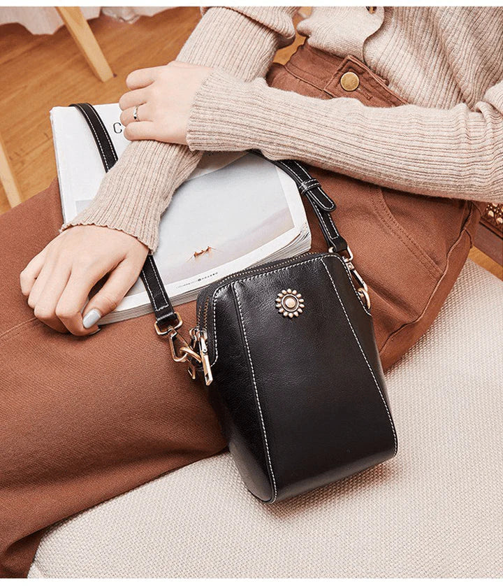 Retro-Umhängetasche aus Leder — stilvolle Schultertasche, 14x6x18cm