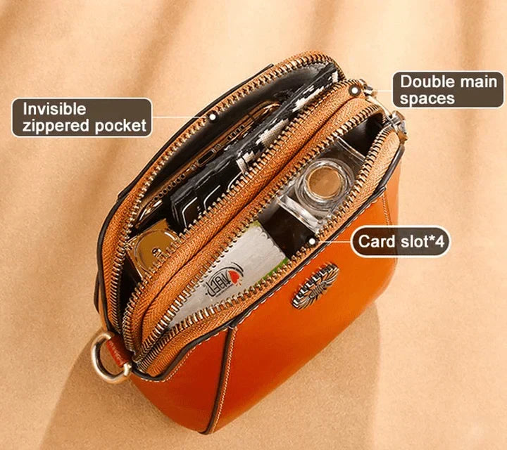 Retro-Umhängetasche aus Leder — stilvolle Schultertasche, 14x6x18cm