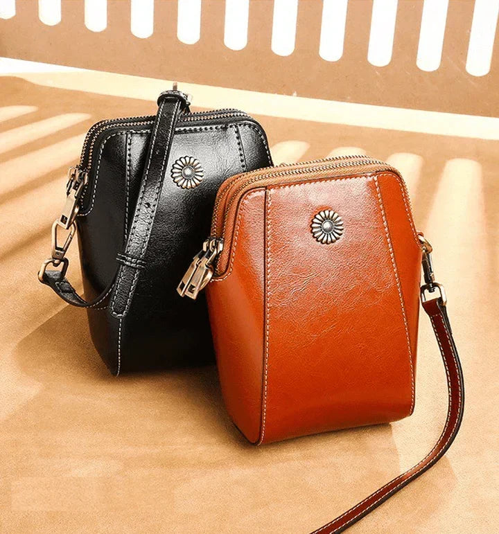 Retro-Umhängetasche aus Leder — stilvolle Schultertasche, 14x6x18cm