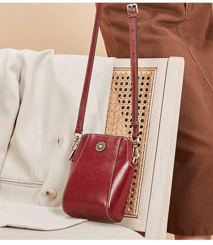 Retro-Umhängetasche aus Leder — stilvolle Schultertasche, 14x6x18cm