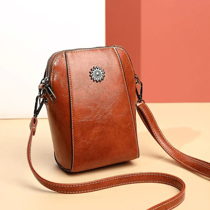 Retro-Umhängetasche aus Leder — stilvolle Schultertasche, 14x6x18cm