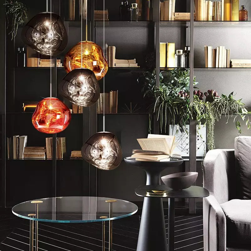 Alvara Elegant Pendant Lamp With Melted Glass For Interiors