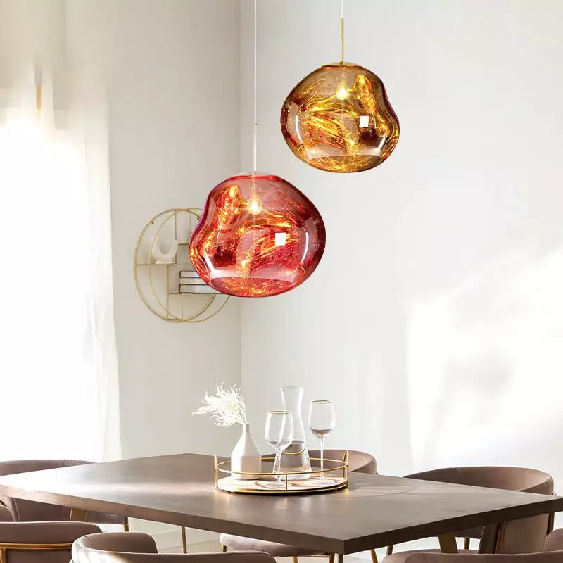 Suspension en verre Liora — Abat-jour sculptural moderne, éclairage d’ambiance chaleureux