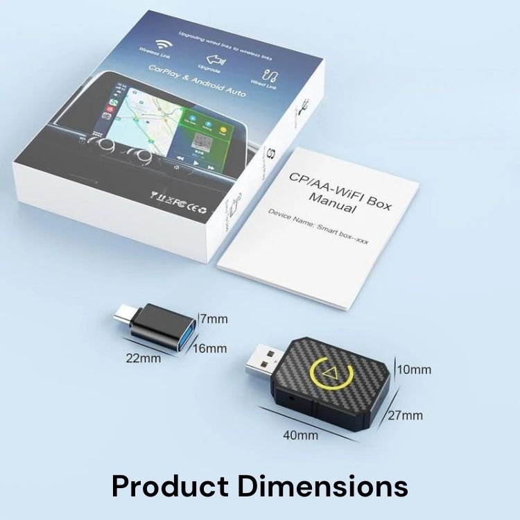 Mini Wireless CarPlay Adapter for iPhone – Bluetooth Converter Compatible With Over 800 Cars Worldwide