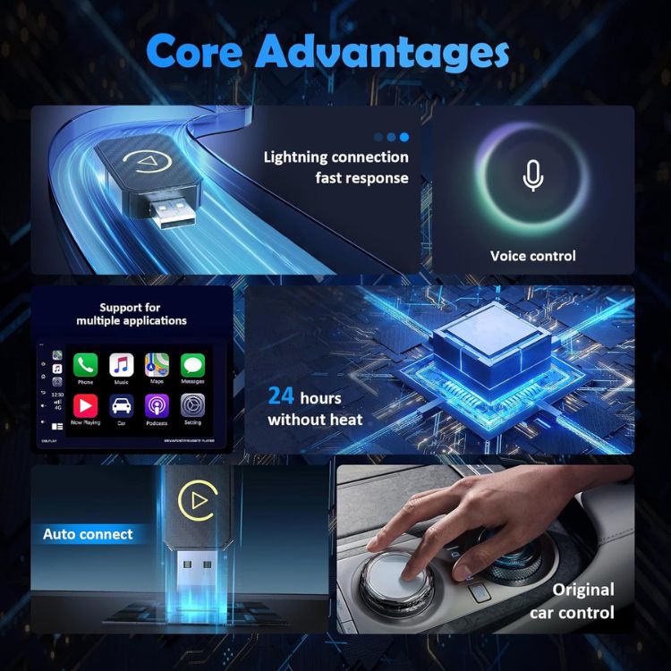 Mini Wireless CarPlay Adapter for iPhone – Bluetooth Converter Compatible With Over 800 Cars Worldwide
